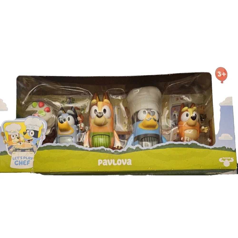 Bluey Let's Play Chef Set With Bluey/Bingo/Mum/Dad Poseable 2.5-3